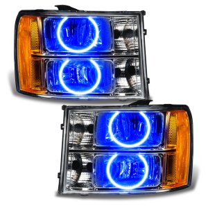 GMC Sierra Headlight Halo Kit - ORACLE Lighting - Pre-Assembled LED, SMD Halo Technology, Round Ring Design - Blue - `07-`13